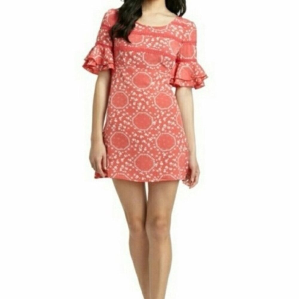 Free People Geo Garden Ruffle Mini Dress